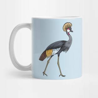 Grey crowned crane cartoon illustration Mug